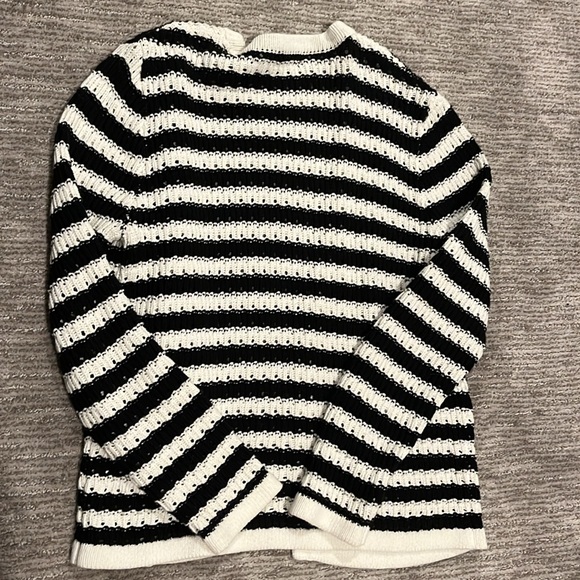 HALOGEN - Nordstrom brand Striped Black and White open stitch Women's Sweater - Picture 5 of 6